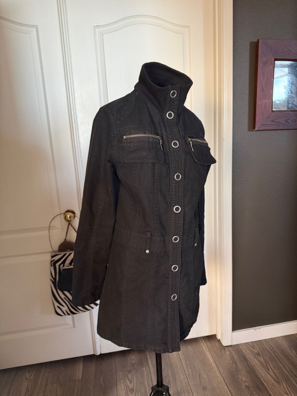 Black funky coat with embroidered back